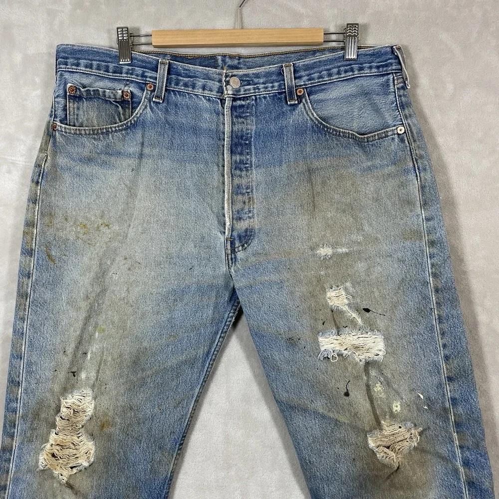 Vtg Levis 501xx Jeans Mens 40x36 (fit 40x33) Distressed 501-0000 USA Thrashed